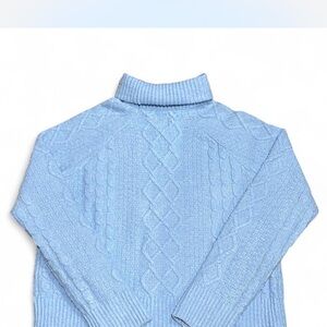 Light Blue Cable turtleneck Sweater